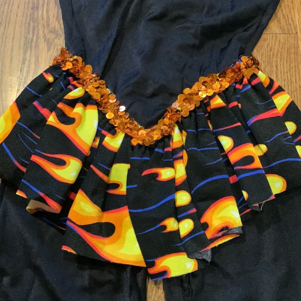 Child’s black leotard dance costume approx Sz 2 with lacing at waist & skirt